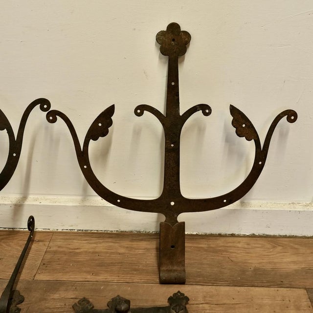 Black Early 19th Century Double Castle Door Hinges, Set of 11 For Sale - Image 8 of 15