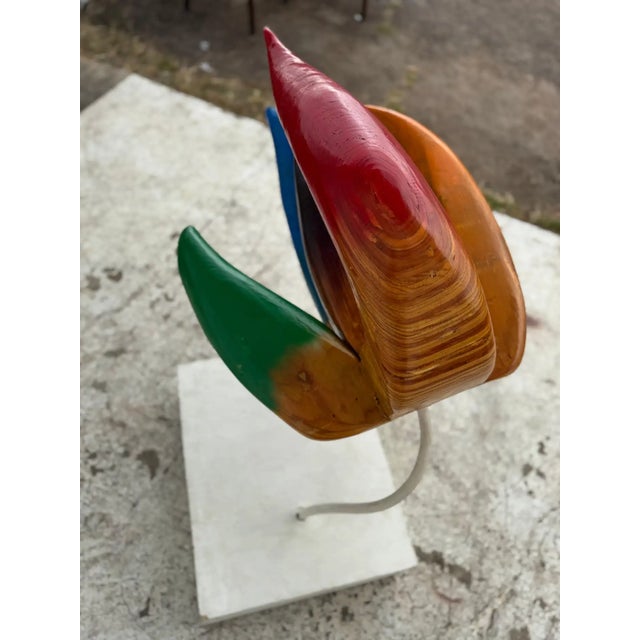 Hy Farber Hy Farber 39" Handcrafted Wood Floral Art Sculpture For Sale - Image 4 of 8