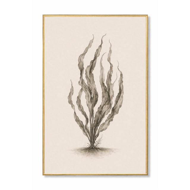 Contemporary Coastal Botanical Study Set of 2, Minimalist Seaweed & Coral Art Prints, 24" × 36" Each Reproduction For Sale - Image 3 of 8