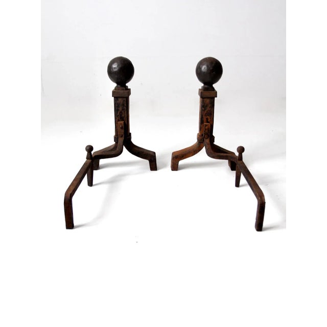 Antique Wrought Iron Andirons For Sale - Image 6 of 11