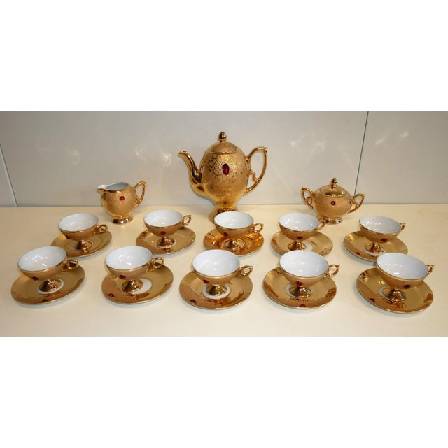 Antique Porcelain and Gilded Coffee Service, 1950s, Set of 23 For Sale - Image 12 of 12