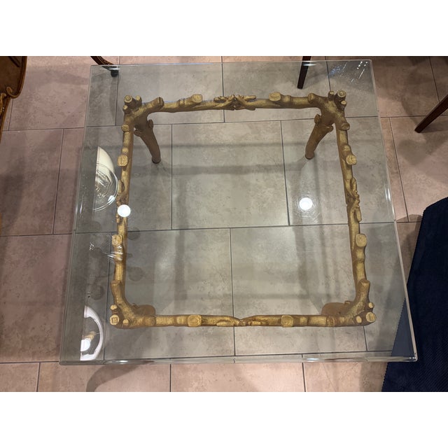 Hollywood Regency Gold Leaf Faux Bois Cocktail Table For Sale - Image 13 of 14
