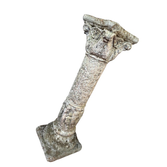 1950s 50s Classical Column Pedestal Concrete Stone Architectural Salvage Bird Bath Stand Vintage For Sale - Image 5 of 18