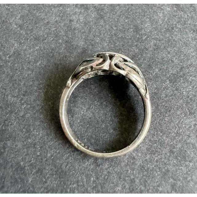 Vintage Signet Ring Sterling Silver Isreal Dainty Pinky Ring Size 4.75 - 5 For Sale - Image 6 of 10