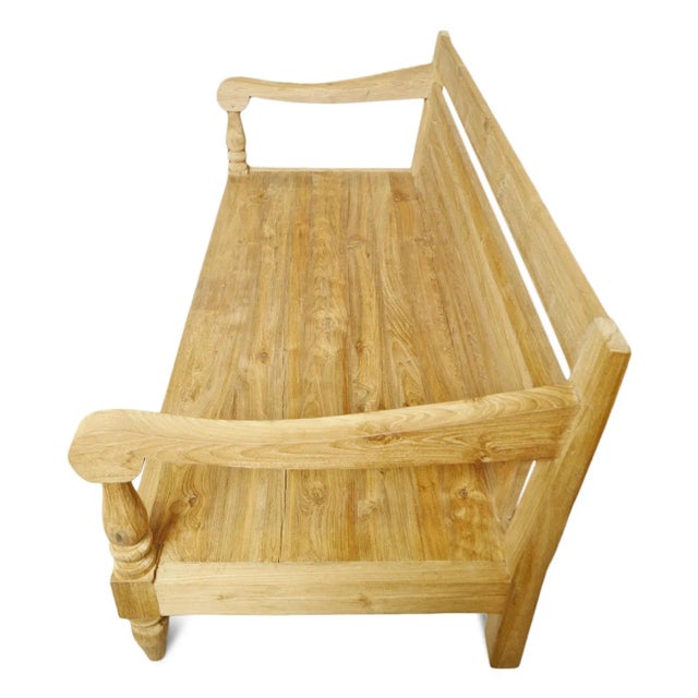 Wood Contemporary Teak Outdoor Club Bench For Sale - Image 7 of 8