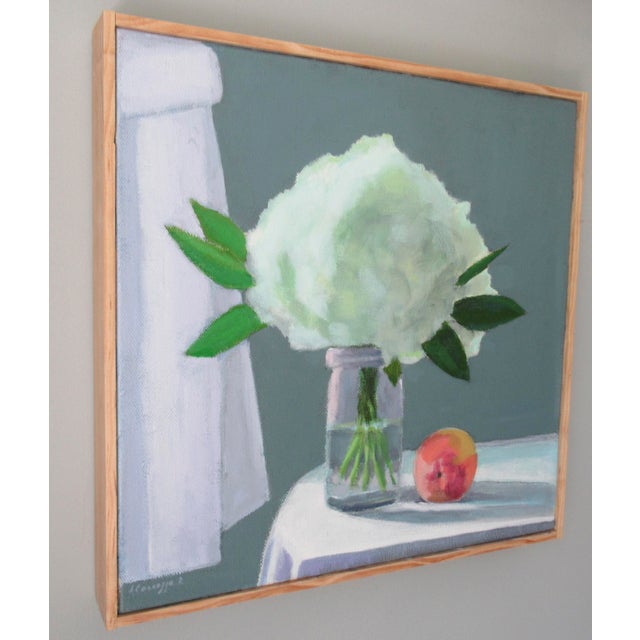 French Country White Hydrangea and a Peach by Anne Carrozza Remick For Sale - Image 3 of 7