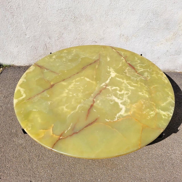 Metal Coffee Table in Iron and Onyx, Italy, 1970s For Sale - Image 7 of 18