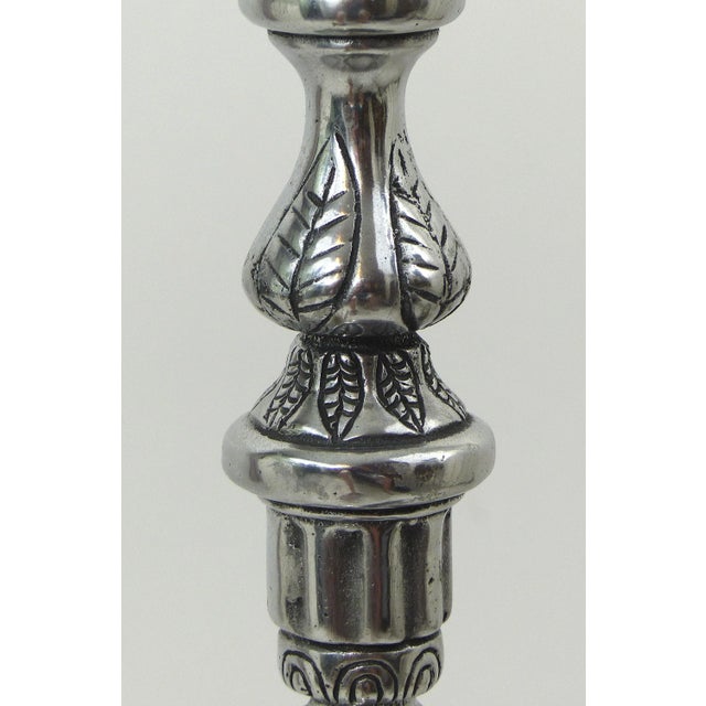 Metal Cast Nickel Table Lamp For Sale - Image 7 of 8