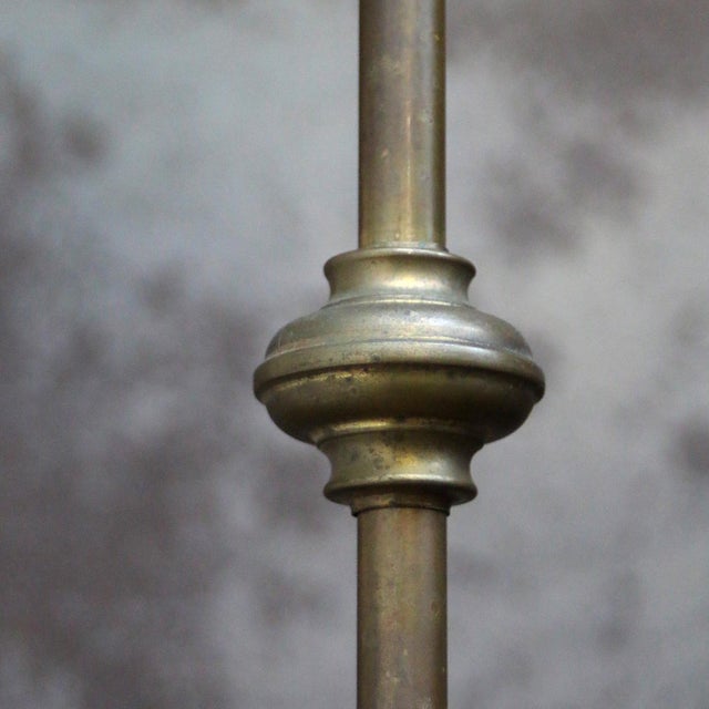 French Brass and Holophane Glass Pendant Light For Sale - Image 6 of 9