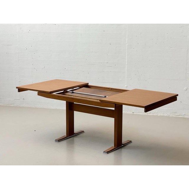Brown Vintage Teak Dining Table with Extension Mechanism by Asch, 1950s For Sale - Image 8 of 15