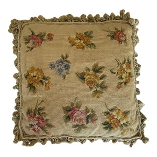 Authentic Victorian Needlepoint Pillow From the Mid-to-Late 19th Century For Sale