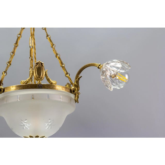 Four Light French Neoclassical Style Gilt Bronze and Glass Chandelier For Sale - Image 6 of 18