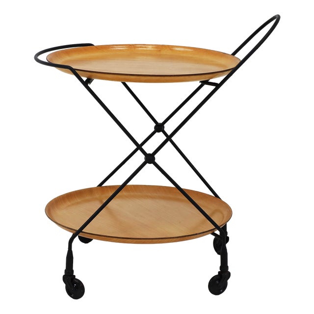 Foldable Serving Table with Detachable Trays by Paul Nagel for Jie Gantofta, Sweden, 1960 For Sale