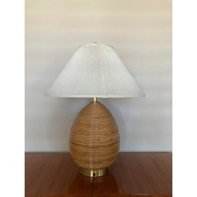 1970s 1970s Pencil Reed Lamps With Micro Pleat Shades in the Style of Gabriella Crespi - 2 available For Sale - Image 5 of 13
