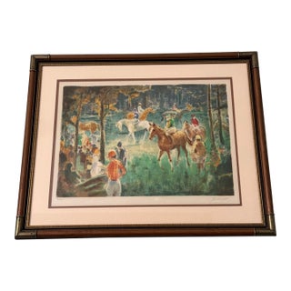 Mid 20th Century Signed Lithograph of Horses and Riders by French Artist, Georges Trincot For Sale