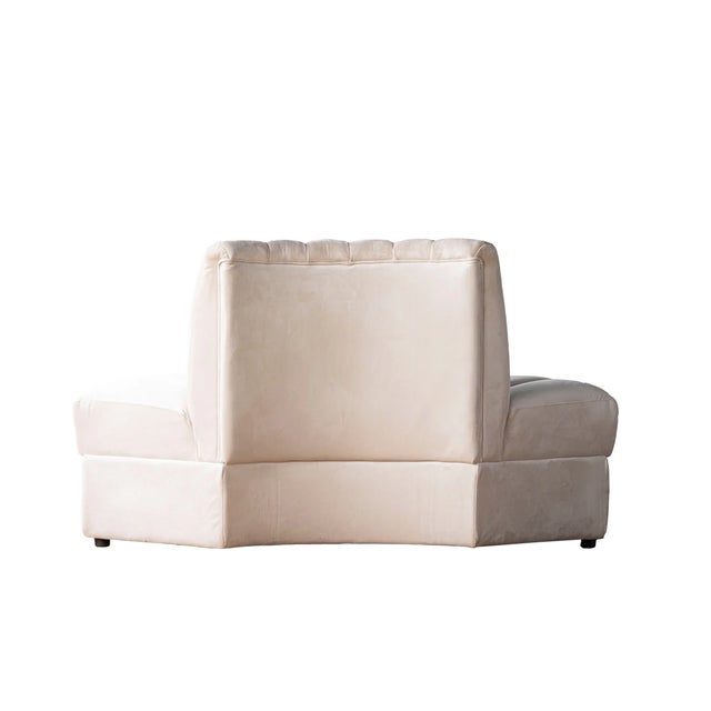 Matthew Izzo Home Estelle Oatmeal Velvet Outside Corner Banquette Sofa For Sale In New York - Image 6 of 7