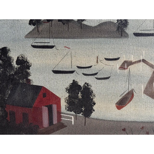 American Hope R. Angier ‘Harbor Scene’ Original Coastal Oil Painting For Sale - Image 3 of 10