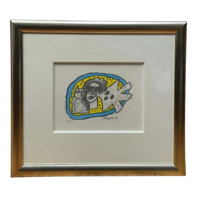 Cat, Bird and Woman Lithograph #1 by Guillaume Cornelis Van Beverloo (Corneille) For Sale