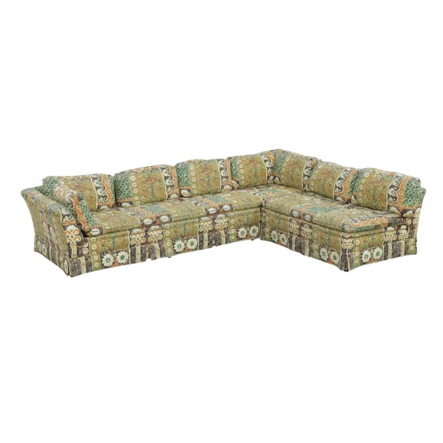 Transitional Vintage Henredon 1970's Flowered Sectional Sofa For Sale - Image 3 of 11