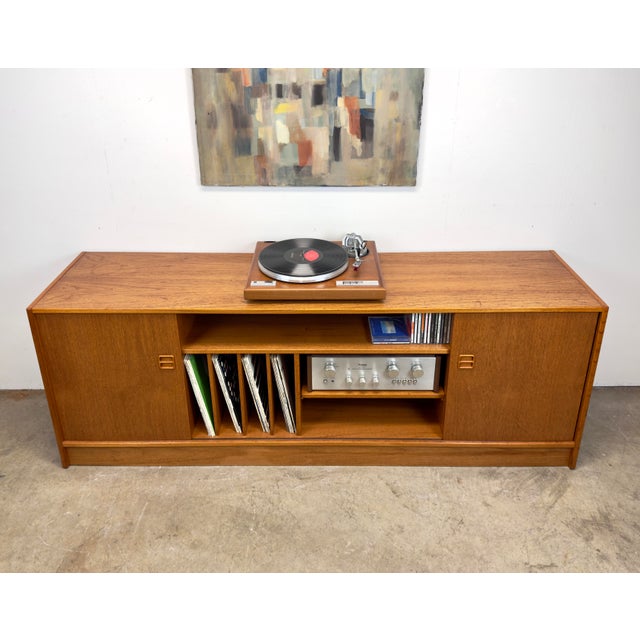 Mid Century Danish Modern Teak Media / Stereo Cabinet Console Credenza by Feldballes Mobelfabrik For Sale - Image 12 of 12