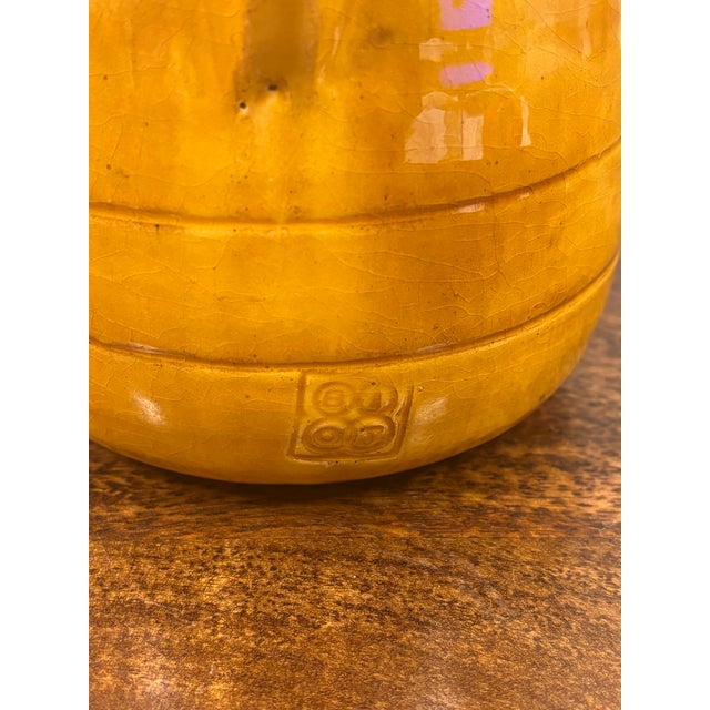 Mustard Mid 20th Century French Biot Lion Head Ceramic Pitcher, Signed For Sale - Image 8 of 8