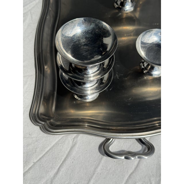 Silver Stainless Steel Serving Tray by Guy Degrenne, 1980s For Sale - Image 12 of 15