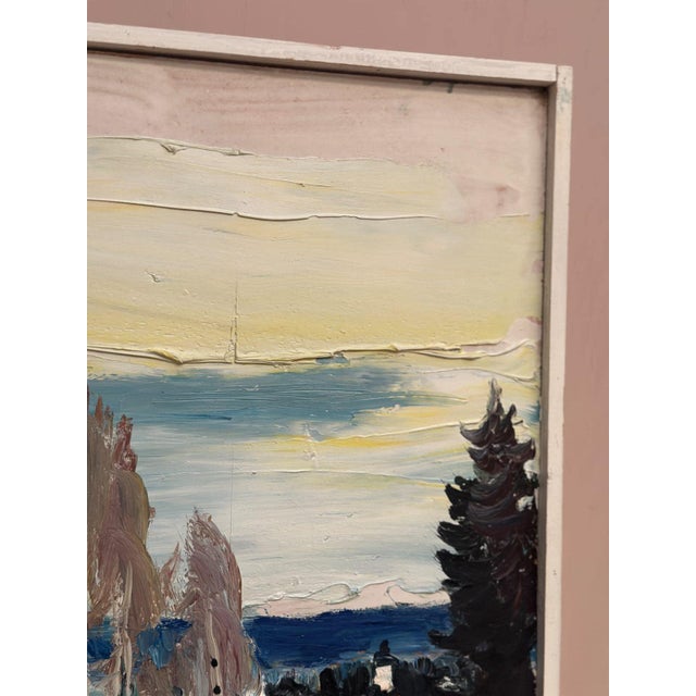 1970s Harry Sahlin, Houses by the Shore, 1975, Oil on Panel, Framed For Sale - Image 5 of 18