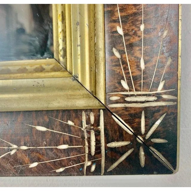 Wood 19th Century English Wall Mirror, Faux Tortoiseshell Frame, Giltwood For Sale - Image 7 of 8