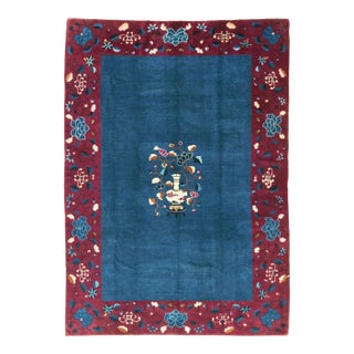 Mid-20th Century Handmade Chinese Art Deco Accent Carpet For Sale