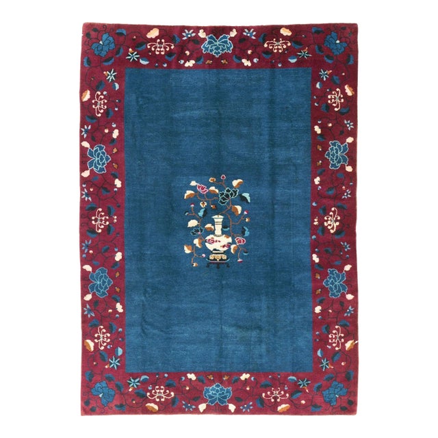 Mid-20th Century Handmade Chinese Art Deco Accent Carpet For Sale
