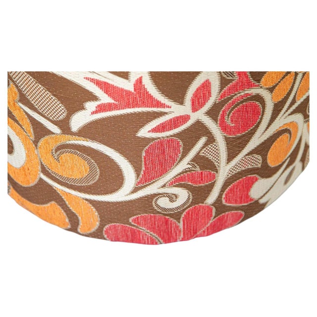 Vintage Moroccan Round Pouf Ottoman in 1970s Psychedelic Floral Velvet For Sale - Image 15 of 17