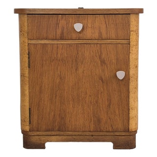 Small Art Deco Cabinet in Oak Veneer and Birch Burl, Germany, 1950s For Sale