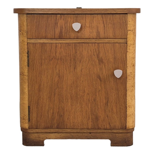 Small Art Deco Cabinet in Oak Veneer and Birch Burl, Germany, 1950s For Sale