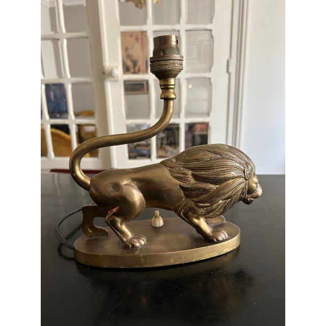 Vintage Brass Lion Lamp, 1970s For Sale - Image 10 of 13