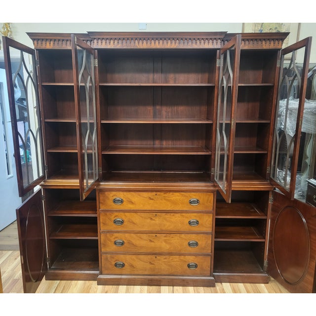 Beacon Hill Vintage American Fitted Desk Interior Bookcase Breakfront by Beacon Hill For Sale - Image 4 of 10