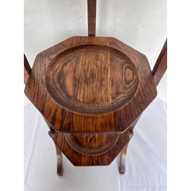 Antique Edwardian Quartersawn Oak 3-Tier Folding Cake Stand For Sale - Image 11 of 16