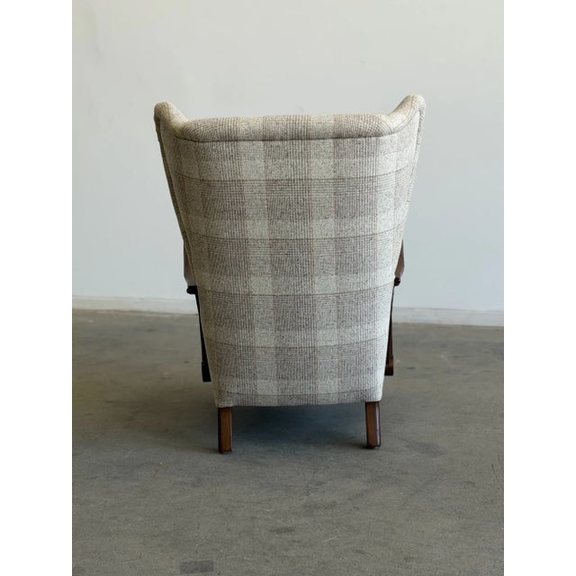1970s Swedish Highback Lounge Chair in Plaid For Sale - Image 14 of 17