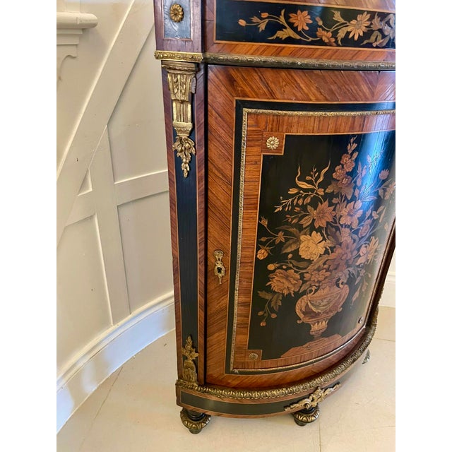 Mid 19th Century Antique Louis XVI French Marquetry Corner Cabinet with Marble Top, 1860s For Sale - Image 5 of 11