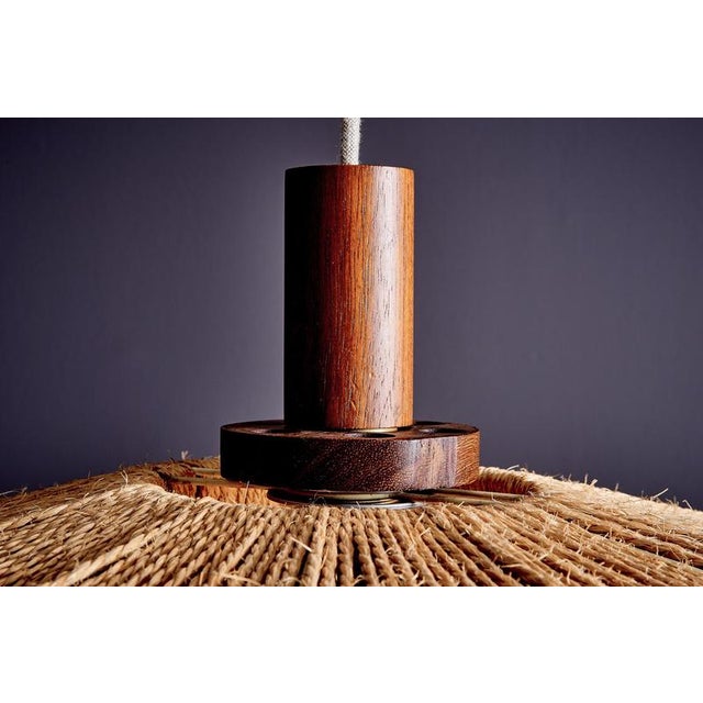 UFO Disc Pendant with Teakwood Centerpiece from Temde Leuchten, Germany, 1970s For Sale - Image 9 of 17