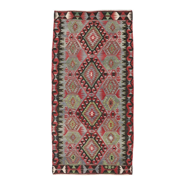 Mid 20th Century Vintage One of a Kind Turkish Kilim Rug For Sale