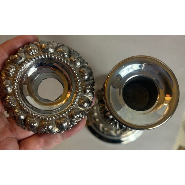 Pair of Antique Candlesticks / Candle Stick Holders Silverplate by Meriden Britannia Company Manufactured between mid to...