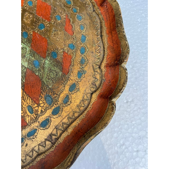 1970s 1970s Italian Florentine Wooden Holidays Tray For Sale - Image 5 of 8