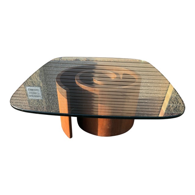 Vladimir Kagan Walnut and Glass Snail Rounded Rectangle ...