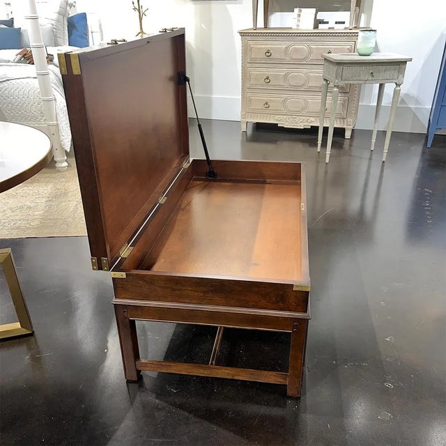 2020s Campaign Lift Top Coffee Table For Sale - Image 5 of 8