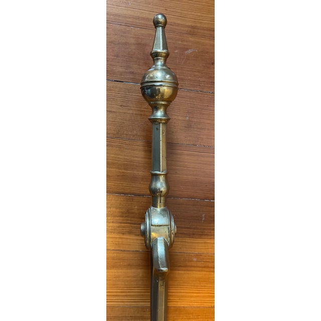 Metal Antique Early 19th Century American Federal Brass & Iron Fireplace Tongs 1800 - 1820 For Sale - Image 7 of 12
