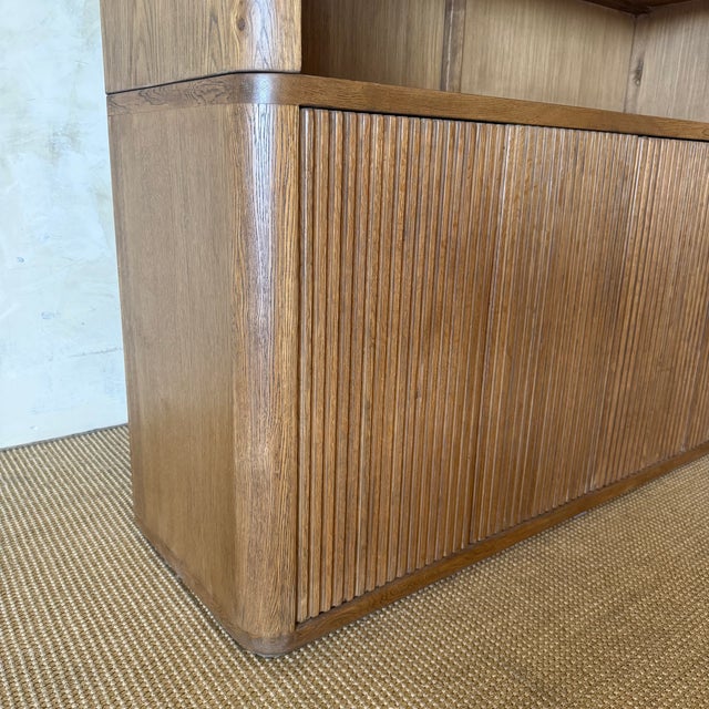 Brown Reed 4 Shelf Oak Bookcase 84"h For Sale - Image 8 of 13