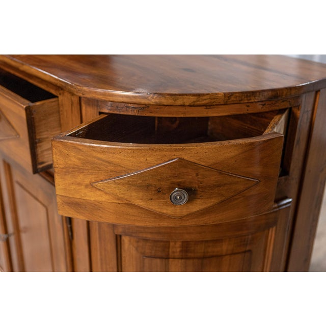 Italian 19th Century Walnut Credenza with Diamond Motifs and Rounded Sides For Sale - Image 9 of 12