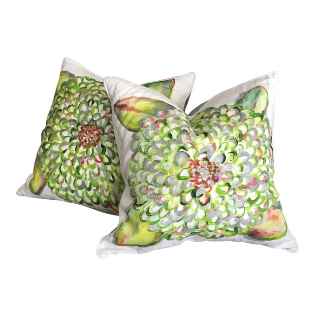 HandPainted Hydrangea Decorative Throw Pillows a Pair Chairish