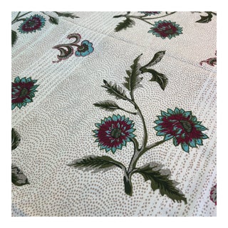 Sister Parish Eleanora Cotton Screen Printed Fabric- 3 1/4 Yards For Sale