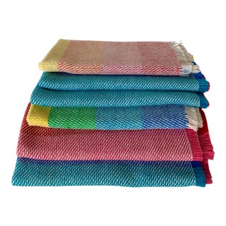 Vintage Set of 6 Rainbow Striped Dinner Napkins For Sale